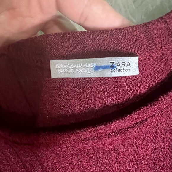 Zara long sleeve burgundy blouse  top M - Picture 6 of 9